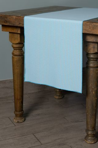 Specialty Turquoise Gingham Mini Check table runner